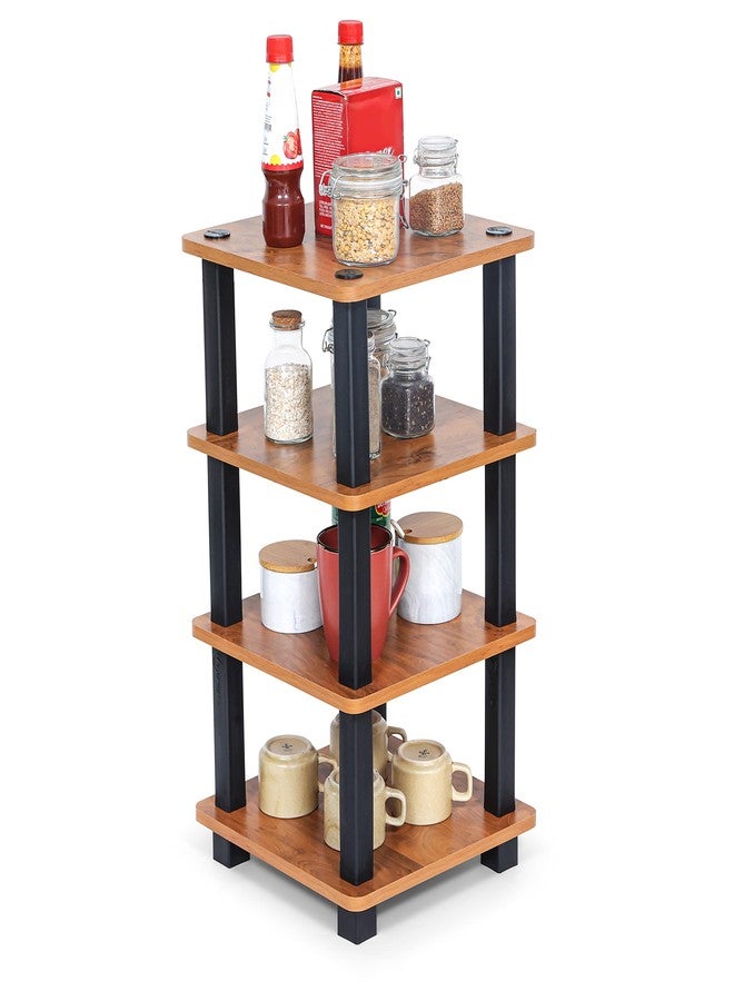 Livzing Turn N Tube 4 Tier Wooden Spice Rack - Countertop Storage for Kitchen Shelves - Bedside Table for Living Room, Bedroom - End Sofa Table - Multipurpose Storage Shelves - Image 1